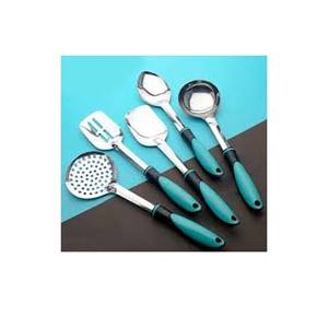 Demi-résine de concepteur de louche polie argentée décorative peu coûteuse avec poignée de trou suspendu ensemble de louche d'ustensiles en acier inoxydable - Product Image 1