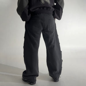 Pantalon de survêtement unisexe écologique Pantalon de jogging en coton épais Pantalon baggy évasé à jambes larges Streetwear à impression numérique OEM - Product Image 3