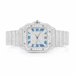 Reloj Unisex de Lujo con Diamantes de Imitación, Estilo Hip Hop, Cristal de Cuarzo Cuadrado, Acero Inoxidable, OEM ODM, con Logotipo Personalizado - Product Image 1