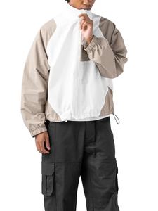 Veste coupe-vent vintage à col montant avec logo personnalisé, imperméable, à capuche, coupe-vent, grande taille, décontractée pour homme - Product Image 2