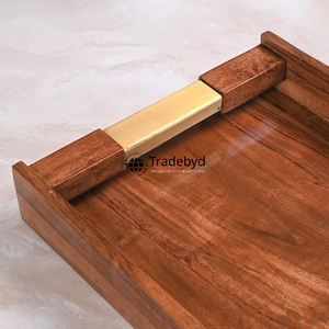 Bandeja de madera Natural Tradebyd, bandeja de servicio multiusos hecha a mano para aperitivos, té, café, comedor y casas elegantes - Product Image 6