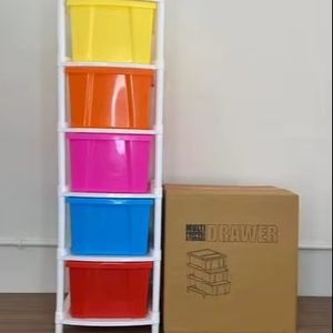 Tiroir Jumbo 3L 4L 5L Organiseur de rangement modulaire en PP incassable 3-5 niveaux Empilable Tiroirs en plastique robustes Multicolore - Product Image 1