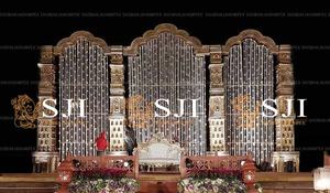 Modern Traditional Indian Wedding Stage Cum Mandap Square Wooden Candlestick Chairs <b>Backdrop</b> <b>Stand</b> Big Size Carton Shobha Jain - Product Image 2