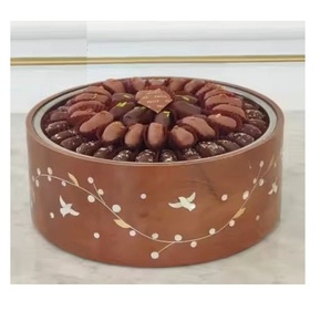 Bol de service à chocolat en bois personnalisé en usine en gros avec incrustation de MOP bol de dates en métal nouveau look pour les fêtes - Product Image 1
