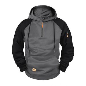 Sweats à capuche pour hommes confortables pour la saison d'hiver à bas prix fabriqués en usine dernière conception de sweats à capuche à demi fermeture éclair coupe ajustée pour hommes - Product Image 5