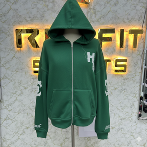 Sweat à capuche à fermeture éclair imprimé sur mesure de taille confortable, imprimé en relief, fabriqué en usine, prix bas, sweat à capuche pour hommes, sweat à capuche pour hommes - Product Image 3