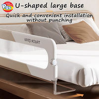 Barandilla de Seguridad para Cama de Bebé PRODIGY BR012, 1.8m, Protector de Plástico Plegable con Estampado Good Night, Color Blanco