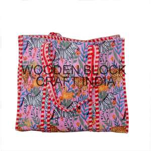 Sac fourre-tout en coton imprimé à la main en Inde, tendance, 100% coton, nouveau style, sac de marché, cadeau pour elle - Product Image 5