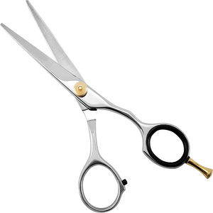 Ciseaux de coupe de cheveux professionnels en acier inoxydable avec repose-doigt amovible et vis en or réglable - Product Image 2