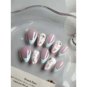 Marble Sky Press on Nail Design élégant et chic Application facile et tenue longue durée - Product Image 1