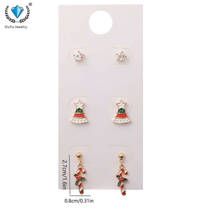 Boucles d'oreilles de Noël à la mode cloutées en alliage de diamants - Product Image 3