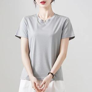 Logo personnalisé de haute qualité 100% coton plaine femmes t Shirt Gym Sport dames et hauts Sportswear T-shirt pour hommes - Product Image 3