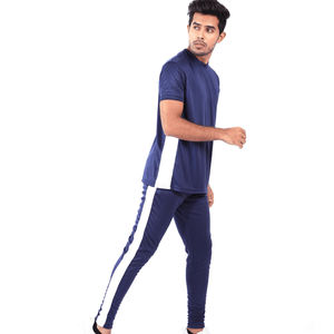 OEM personnalisé 100% coton hommes ensemble de survêtement d'été respirant Jogging costume imprimé grande taille t-shirt pantalon 2 pièces décontracté - Product Image 3