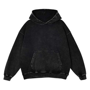 Sweat à capuche vintage en coton surdimensionné pour hommes Sweatshirts décontractés Style brodé Motif solide 100% coton Saison d'hiver - Product Image 6