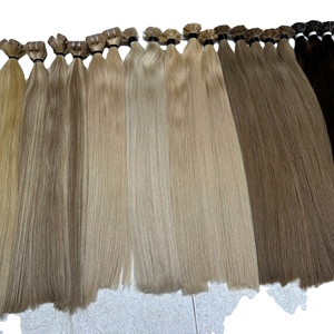 Prix de gros de cheveux vierges bruts de donneur unique pas d'emmêlement pas de perte de ruban Ins Tip Extensions de cheveux humains à pointe plate couleur de cheveux bruts 613 - Product Image 2