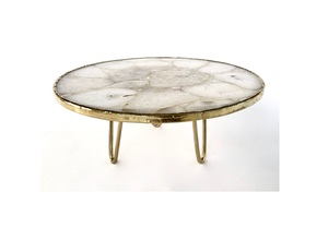 Servidor de soporte de pastel con Base de Metal plateado de piedra de ágata pulida más vendida para el hogar, Hotel, decoración de boda, producto artesanal Natural - Product Image 4