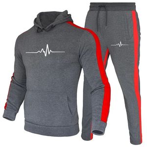 Offres Spéciales Jogging hommes survêtement mode décontracté hommes deux pièces extérieur ensemble et une pièce noir pantalons de survêtement à capuche confortable - Product Image 3