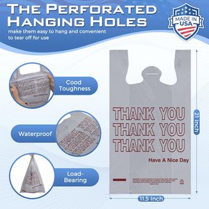 Sacs en plastique recyclables gris Fuxury Thank You pour T-shirts, 1000/paquet, 11,5x6,5x21 pouces, pour courses et plats à emporter - Product Image 3