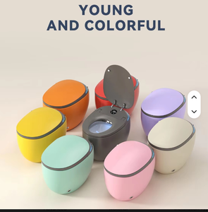 WC intelligent mural de luxe en céramique, forme œuf, avec siphon S, chasse d'eau intelligente, siège chauffant, télécommande et air chaud - Product Image 2