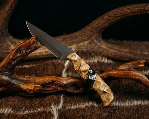 New Handmade Black Powder <strong>Coated</strong> <strong>Blade</strong> With Wood Handle Hunting Knife Gift For Your Father &amp; Friend.