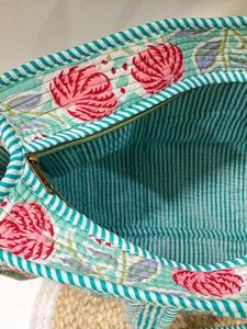 Sac fourre-tout en coton matelassé à imprimé floral indien vintage, fait à la main, sac de sport, sac de shopping pour femmes, sac de plage, sac de voyage - Product Image 2