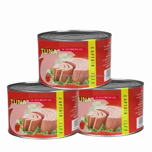 Bistecca di tonno In scatola di marca FINE CHEF In soia, peso netto 185g./can, tonno In scatola di buona qualità dal Canada