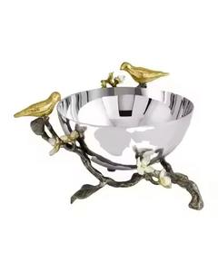 Elegante Tazón para Servir Ensaladas en Metal para Hotel, Restaurante, Mesa de Boda, Tazón para Servir Frutas con Diseño de Flores Fundidas - Product Image 3