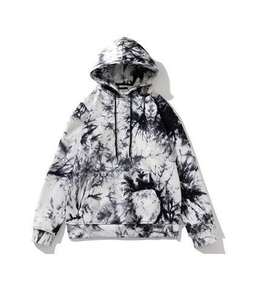 Sudadera con capucha de alta calidad para hombre OEM Custom Tie-Dye Cotton Fleece Plaid Front Lined Winter Acid Washed Full Custom Hoodie Loose - Product Image 3