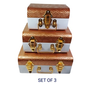 Direct Factory Decor Impex Boîte de coffre en métal polyvalente de haute qualité Ensemble de 3 conteneurs de stockage Outils de bijoux Usage domestique - Product Image 5