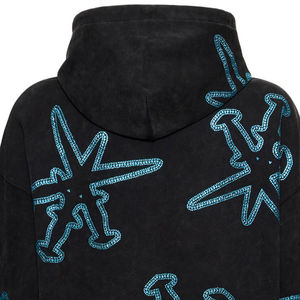 Sweat à capuche noir pour homme, printemps, avec strass, en molleton de coton écologique respirant (coton/polyester), design personnalisé - Product Image 6