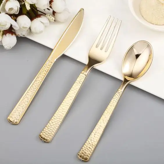 Mắt bắt đồ ăn Bộ dao kéo Flatware tại bán buôn giảm giá tốt kim loại đám cưới Bộ dao kéo Bạc hộ gia đình sử dụng