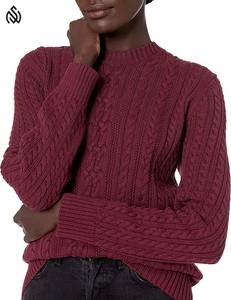 Pull en maille classique pour femme, col rond, jersey respirant de calibre 12, épaules tombantes pour l'hiver - Product Image 6