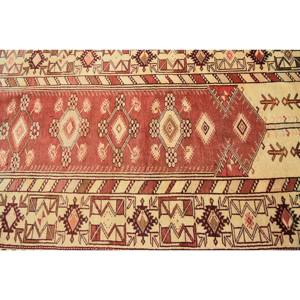 Alfombra de lana auténtica, color rojo y beige, 4,1x6,7 pies, estilo Kilim, área grande, alfombras rectangulares turcas, respaldo de látex para pasillo, 10mm de espesor - Product Image 5