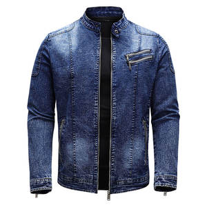 Veste en jean bleu pour homme en gros, taille XL, veste safari à capuche avec broderie, veste de style jean personnalisable - Product Image 1