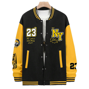 Ropa y Accesorios, Ropa para Hombre, Chaquetas para Hombre, Chaqueta Varsity para Hombre, Nuevo Diseño, Cuello Alto, Lana Genuina, con Letras - Product Image 1