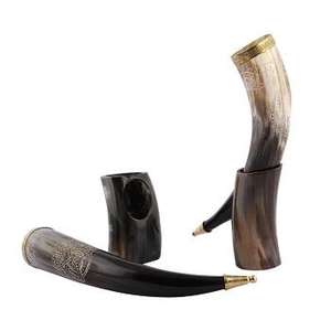 Corne à boire Viking antique avec support, qualité supérieure, naturelle, sculptée à la main, style religieux, fabricant indien - Product Image 1