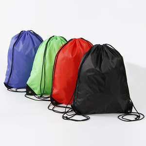 Sacs de cordes de tirage blanc bleu personnalisés colorés promotionnels sacs de sport de gymnastique anti-poussière en polyester sergé personnalisés - Product Image 1