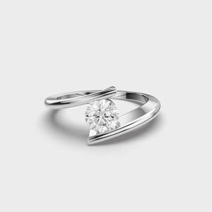 Conjunto de tensión Compromiso Wisted Band 6,5mm Corte redondo Lab Grown Diamond Delicado anillo de Boda nupcial Día DE LA MUJER - Product Image 1