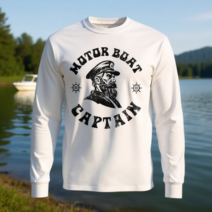 T-Shirt Vintage a Maniche Lunghe per Capitano di Imbarcazioni a Motore, T-Shirt Promozionale per Capitano di Imbarcazioni a Motore - Product Image 3