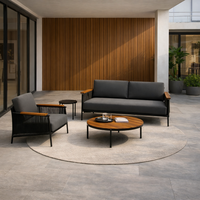 Ensemble de canapés d'extérieur durables pour hôtel, en aluminium tressé, résistant aux intempéries, pour jardin et cour, mobilier d'extérieur personnalisé pour l'hôtellerie