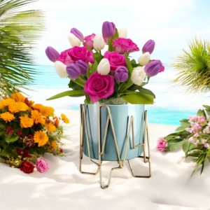 Modern Chic Design Metal Iron Flower Vase <b>Planter</b> with Artistic <b>Gold</b> Stand for Elegant Vases Display and Stylish Home Decoration - Product Image 6