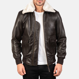 Chaqueta Bomber de cuero para hombre, de moda, informal, lisa, para invierno, venta directa de fábrica, para adultos - Product Image 4