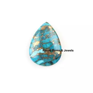 顶级品质天然光滑16x22mm毫米梨形布里奥莱特莫哈维蓝铜金曼绿松石宝石，用于耳环和戒指