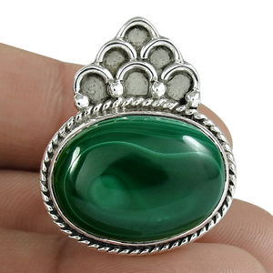 Malachite naturelle Bague de luxe en argent sterling 925 de forme ovale pour femme Bijoux faits à la main Prix de gros Fournisseurs en vrac - Product Image 1