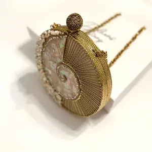 Unique Design Best Quality <b>Mother</b> of Pearl Inlay Clutch Wedding Designer Handbag Handcrafted Wedding Clutch Brass Clutch - Product Image 6