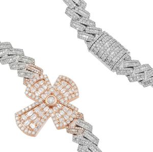 Chaîne de luxe en forme de baguette, chaîne cubaine à maillons croisés - Product Image 2