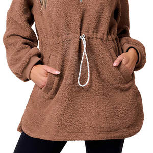 <b>Women's</b> 2025 Winter Sherpa Fleece Sweatshirt Streetwear Style <b>Quarter</b> <b>Zip</b> High Collar Breathable Front Logo for Cold Weather - Product Image 2