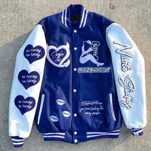 Personalizada de alta calidad de lana parche de manga de cuero Vintage carta hombre Varsity Chenille bordado chaqueta de bombardero para los hombres - Product Image 1