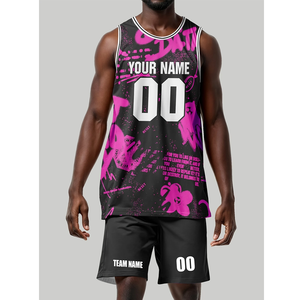 Tenue de basketball personnalisable au design dernier cri, respirante et à séchage rapide, motif abstrait multicolore |   Idéal pour l'entraînement - Product Image 3