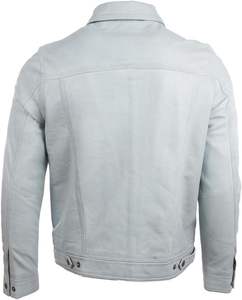 Week-end guerrier hommes décontracté hiver veste en cuir véritable ODM approvisionnement avec fermeture à glissière en relief méthode de tissage non tissé - Product Image 6